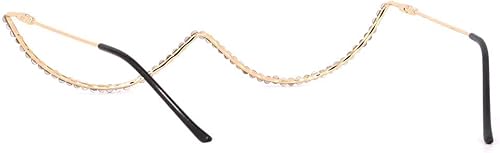 Miniatura 6 de Naimo Gafas de sol cristalinas brillantes de la mitad del marco de las gafas de sol del Rhinestone