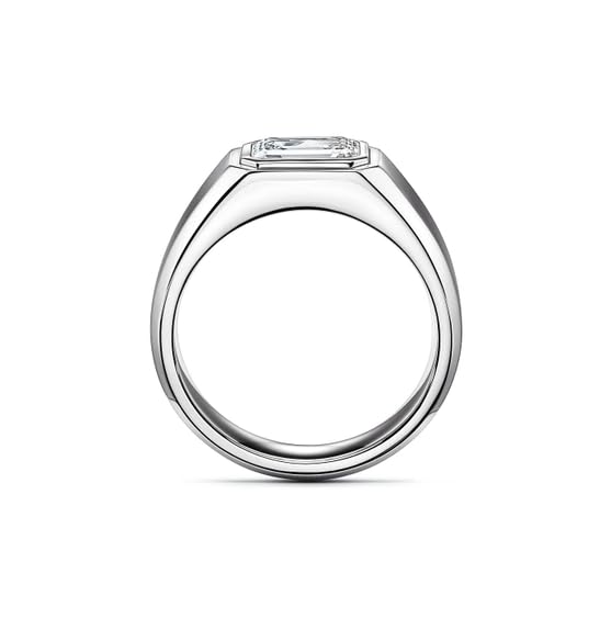 Image of Emerald Cut Moissanite White Gold Ring for Men Brilliant Top A1 Clarity मोइसानाइट स्टोन Real Diamond Moissanite Stone Original Certified हीरे की अंगूठी असली Mojonight Gemstone Ring