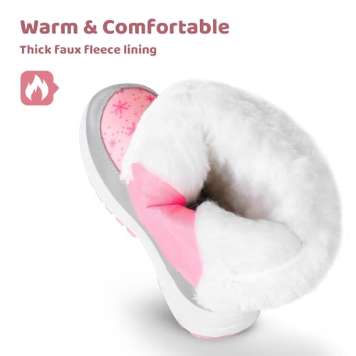 Apakowa FXJFSZK-H8322-PINK-33 Kids Girls Insulated Fur Winter Warm Snow Boots (Toddler/Little Kid) (Color : Pink thumb #7