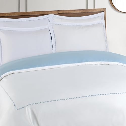 Majestic Giftware Madison Linen 8 Pcs 44" Twin Size Bedding Set (BL52-44T) | Normandy - Blue 400 TC 100% Cotton Sateen | 2 Fitted Sheets, 2 Duvets, 4 Pillowcases - Noble Collection
