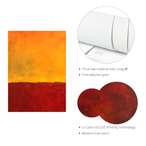 Art mural abstrait rouge et orange OSHIONARTE toile 35x35cm structure interne