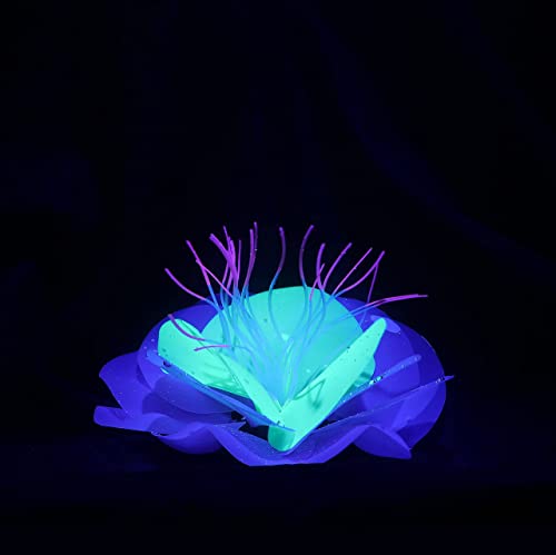 Image of Lpraer 5 Pack Glow Aquarium Decorations Kelp Big Small Anemone Lotus Coral Simulation Glow Plant Glowing Effect Silicone for Fish Tank Decorations
