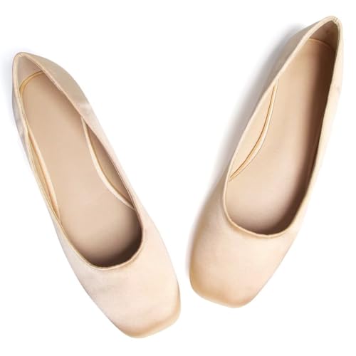 Hee grand Women's Flats Square Toe Ballet Shoes Casual Flats Satin Dress Shoes Comfort Slip-On Loafers2
