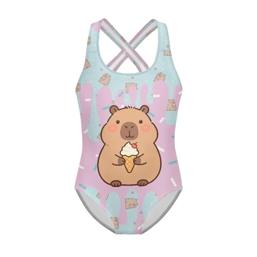Image of One Piece Swimsuit for Girls Kids Quick Dry Bathing Suit with Crossback Strap Summer Beach Swimwear Size 5T-14