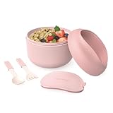 Bentgo Bowl - Insulated Leak-Resistant Bowl with Snack Compartment, Collapsible Utensils and Improved Easy-Grip Design for On-the-Go - Holds Soup, Rice, Cereal & More - BPA-Free, 21.2 oz (Blush)