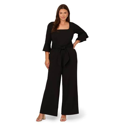Adrianna Papell, Knit Crepe Tie Front Jumpsuit, Black,...