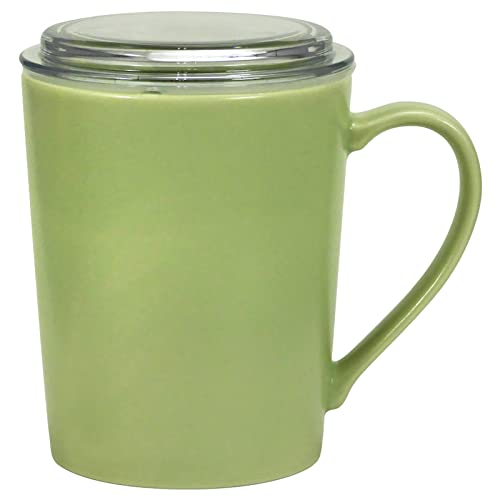 セレック ( CELEC ) ティーメイト マグカップ 約350ml フタ付 茶こし付 電子レンジ 食洗機対応 無地 黄緑 ヒワ色 日本製 CY23-12