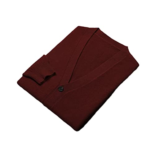 Cardigan classique uni col en V manches longues simple boutonnage 100 % laine taille XL