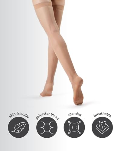 Image of MeMoi Plus Backseam Thigh High Stockings for Women, Comfortable Sheer Thigh High Stockings - Sizes Small - Q2