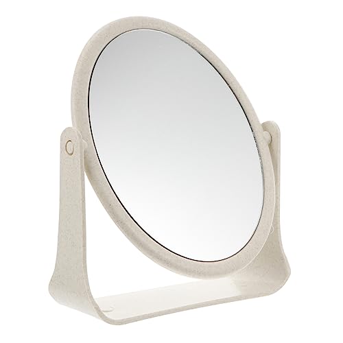 Espejo para maquillaje doble cara con luz LED giratorio