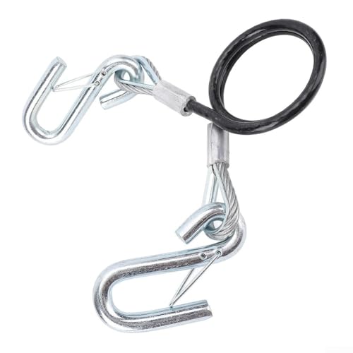 Fune di traino per rimorchio, ferro zincato, resistente alla trazione, resistente all'usura, cavo a molla con gancio a forma di S, 60 cm, corda di traino estensibile di sicurezza (A)