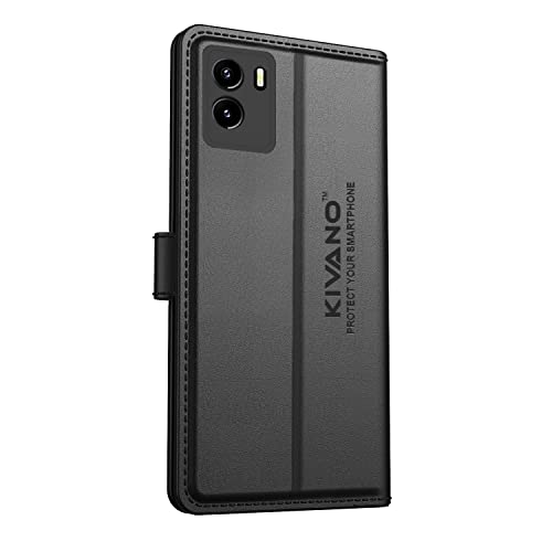 Image of Compatible with Vivo Y15s 2022 / Vivo Y01 Flip Cover | Leather Finish | Inside Pockets & Inbuilt Stand | Shockproof Wallet Style Magnetic Closure Back Cover Case