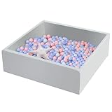 UHAPPYEE Extra Large Square Foam Ball Pit for Toddler, 47'x47'x14' Soft Ball Pit Pool with Removable Cover, Indoor Memory Sponge Ball Playpen Without Balls - Light Grey