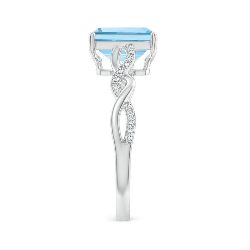 1CT Aquamarine Ring 925 Sterling Silver Emerald Cut 8 * 6MM Sky Blue Aquamarine and White Moissanite Aquamarine Engagement Rings Aquamarine Gifts for Women4