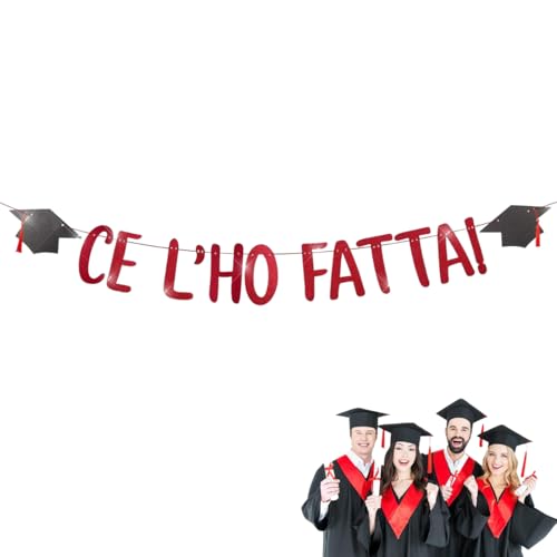 WUSJCOF 1pcs Festone Laurea Striscione Auguri Dottoressa Scritta Ce l'ho Fatta Ghirlanda Carta Glitter Decorazioni Festa Laurea Bomboniere Addobbi,decorazioni laurea
