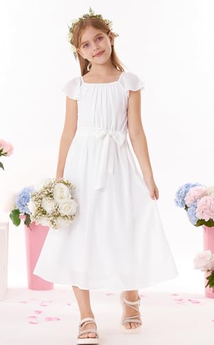 GRACE KARIN Girls Dress Formal Party Wedding Guest Pageant Dress for Teen Girls Ruffle Backless Maxi Sundress Size 6-142