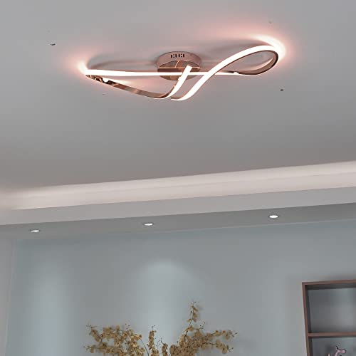 Plafonnier LED or L68cm dimmable avec télécommande pour salon YangRy