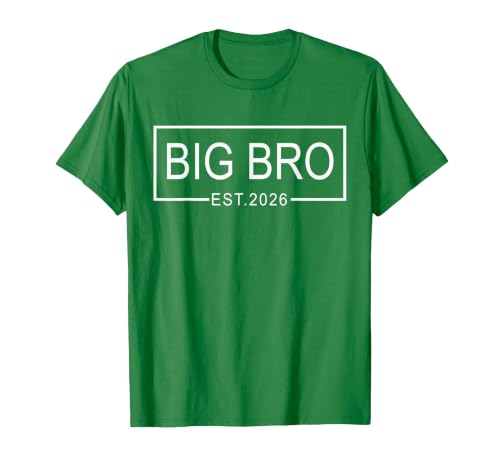 Big Bro Est. 2026 New Big Brother Pregnancy Announcement T-Shirt, Men, Kelly Green, Medium