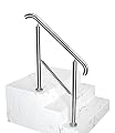 Staircase Handrail Porch Deck Patio Railing for Outdoor and Indoor 330lbs Side Load Stairs Handrailings Stainless Steel Fits 1-3 Steps (Style 2)
