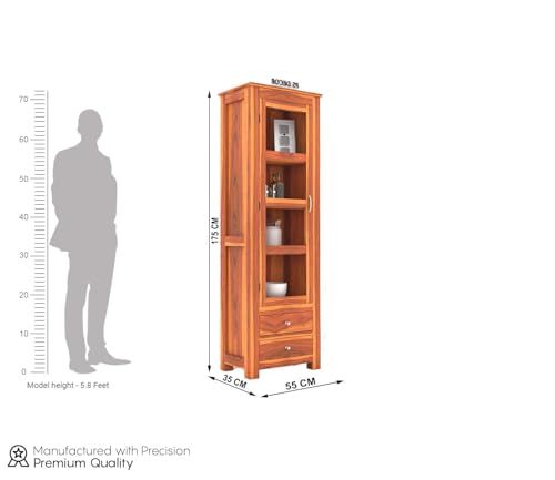 Image of Furniture Sheesham Wood Crockery Cabinet || Kitchen Cabinet || Display Cabinet | Bookshelf || Wooden Storage Cabinet ||(Honey Finish)