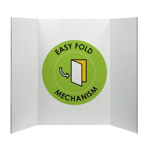 BOXPRO Tri-Fold Presentation Board 70x100 CM (28x40 Inches) Portable Poster Board 3-Ply Corrugated Cardboard with White Surface for School/Office Projects Exhibitions and Workshops 2 Pack
