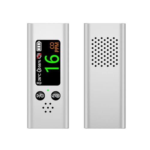 3-in-1 ポータブル一酸化炭素検知器、プロ仕様の正確な充電式旅行用 CO 検知器、大音量アラーム付き USB 充電 高速応答、高感度(Silver)