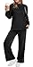 XIEERDUO Lounge Sets for Women Casual Fall 2 Piece Travel Outfits Winter Fashion Long Sleeve Tracksuit Loungewear Mock Neck Sweatsuit Wide Leg Track Suit Women's Vacation Clothes Clothing Black L