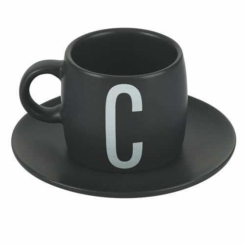 Tazas de café de gres Villa d'Este con platos y soporte de alta calidad 3