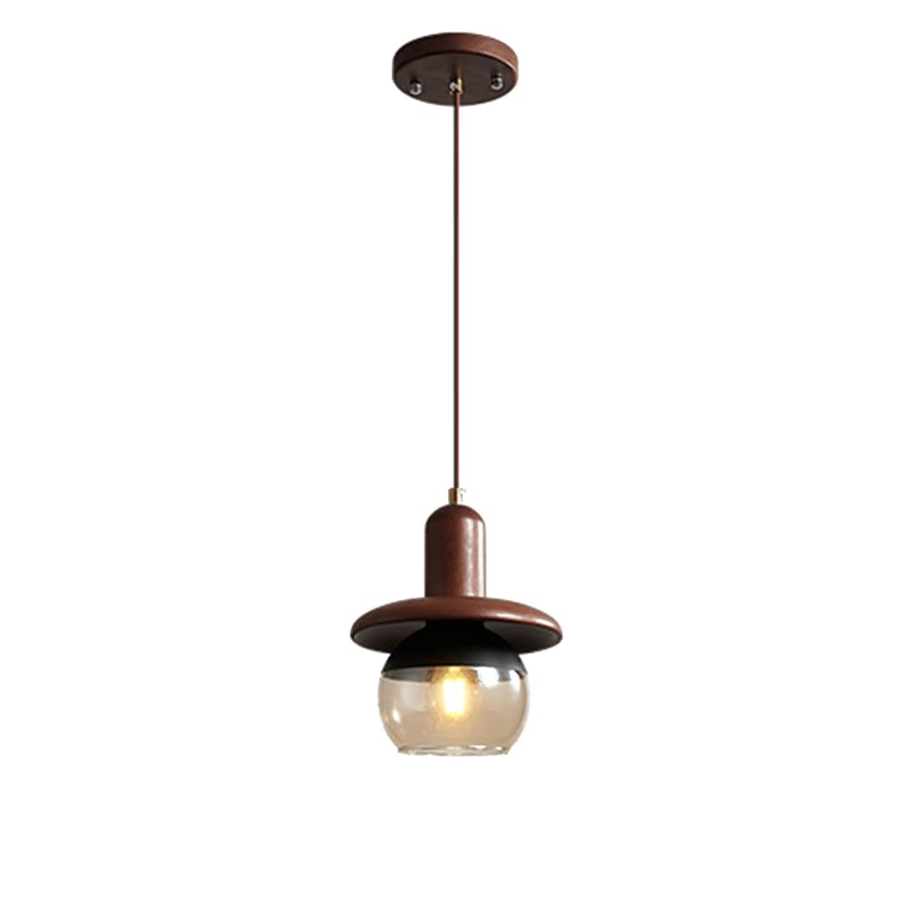 RSZCSMO French Retro LED Bedroom Bedside Chandelier Medieval 7.1-inch Living Room Dining Room Wooden Glass Chandelier is Suitable for Corridor Bar Cafe Hotel,Lighting Fixture
