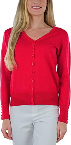 Image of ToBeInStyle Women's Long Sleeve Button Down V-Neck Cardigan