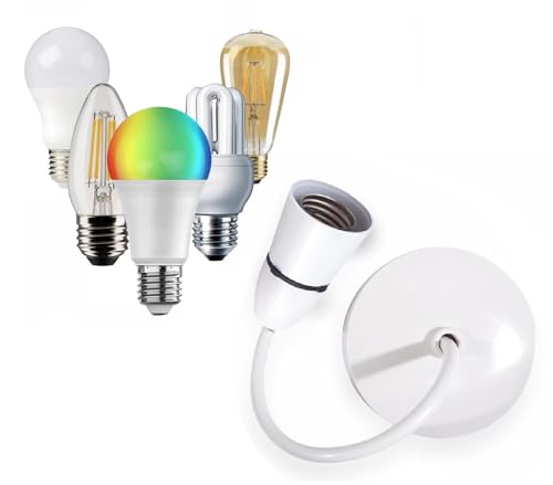 LORD C Ceiling Pendant E27 100W Heavy Duty Light Bulb Holder Light Fitting Set 6”(150mm) Lamp Hanging Light for Living Dining Room Bedroom Kitchen Supplies Home 1PC ((White)