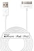 Produktbild HOMESPOT 30 Pin auf USB Kabel, USB auf 30 Polig Dock Connector, Ladekabel, Sync-Kabel, Datenkabel kompatibel mit iPhone 4, iPhone 4S, iPad 1/2/3, iPod Touch, Nano, Docking Station 2 Meter Lang (Weiß)