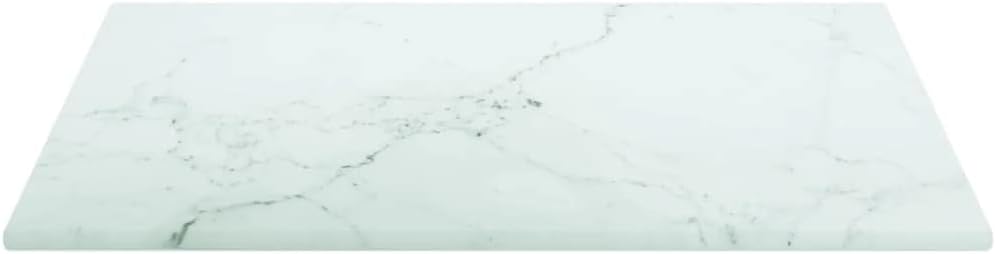 11.8" Tempered Glass Table Top, Marble Accent for Living Room, Easy-Clean Countertop, Small Coffee Side Table for RV/Studio