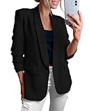 KIRUNDO Womens Blazer 2025 Spring Fall Bussiness Casual Long Sleeve Open Front Work Office Dressy Suit Jackets with Pockets(Black, Medium)