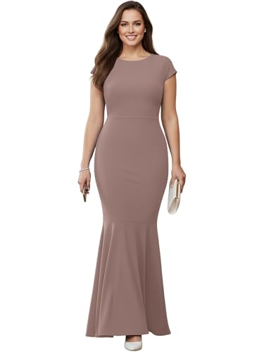 KOH KOH Plus Size Womens Long Cap Short Sleeve Formal Sexy Evening Prom Cocktail Bridesmaids Wedding...