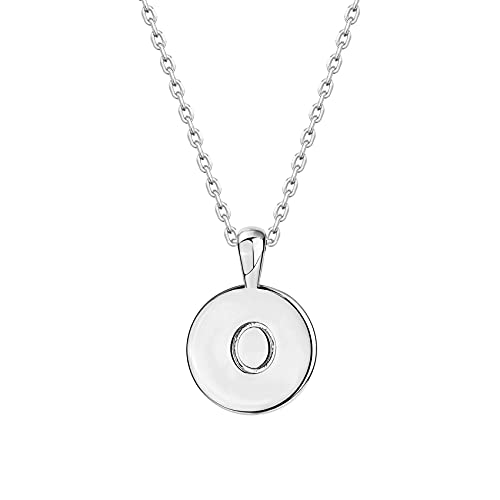 PAVOI 14K White Gold Plated Letter Necklace for Women | Gold Initial Necklace for Girls | Letter O