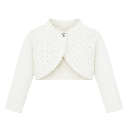 Lilax Baby Girls' Knit Long Sleeve One Button Closure Bolero Shrug