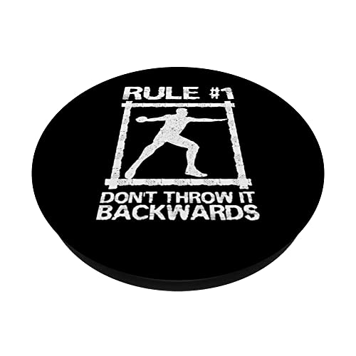 Discus Throw Player Disc Throwing Track And Field Sports PopSockets Swappable PopGrip, Black - Image 2