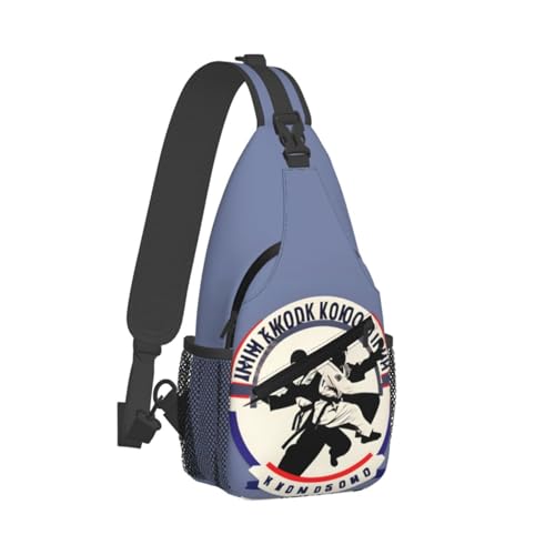 Mochila de bandolera con diseño de taekwondo para viaje miniatura 2