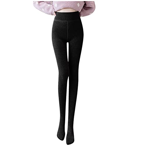 Plus Grueso Mantener Sólido Caliente Pantalones De Las Mujeres Invierno Hilo Leggings Terciopelo Elástico Pantalones Leggings Mujeres, Negro, Talla única Cover