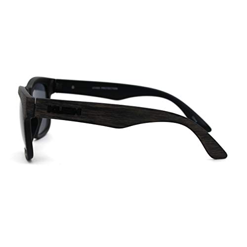 Image of Kush Mens Brushed Wood Grain Sport Horn Rim Black Lens Sunglasses