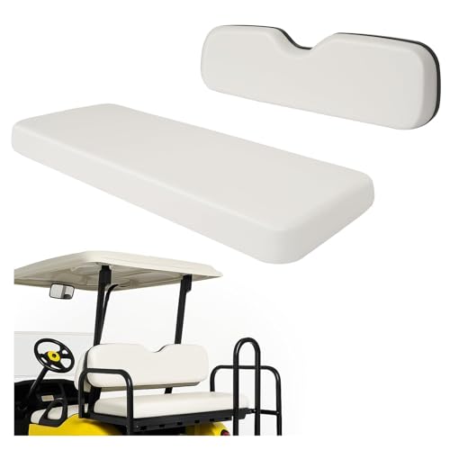 Wutist Universal Golf Cart White Seat Bottom &Amp; Seat Backrest Compatible With Yamaha,Ezgo Txt/Rxv/St, Club Car Ds &Amp; Precedent And Other 4 Passengers(2+2) Golf Cart Rear Flip Seat
