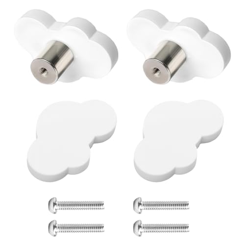 DIPZO Lot de 4 Boutons de Meuble en Forme de Nuage, Poignées Décoratives avec Vis, Boutons Doux pour Chambre d’Enfants, Placard, Chambres, Armoires et...