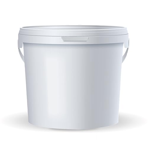 POSH Seau blanc de 5 l avec couvercle et anse en plastique de qualité alimentaire, anti-fuite, inodore, robuste, stable, hermétique (1 × 5 l)