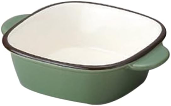 Set of 10 Gratin Plates with Green Square Ears [6.2 x 4.9 x 1.7 inches (15.8 x 12.4 x 4.3 cm), Western Tableware, Cafe, Restaurant, Coffee, Commercial Use, Hotel