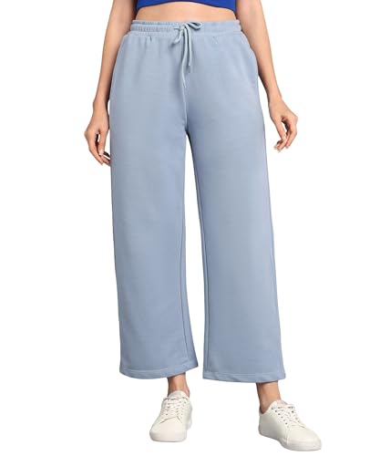 Image of Alan Jones Clothing Women's Relaxed Fit Mid Rise Solid Wide Legs Track Pant