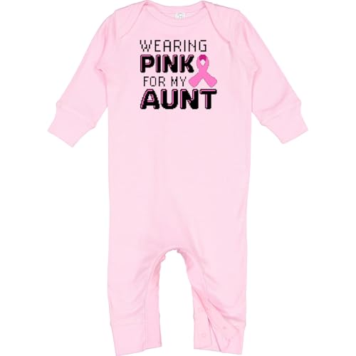 inktastic Wearing Pink for My Aunt- Breast Cancer Baby Romper Coveralls
