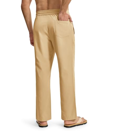 BASUDAM Men's Casual Pants Elastic Waist Drawstring Lightweight Zipper Pockets, Beach Pants, Sweatpants2