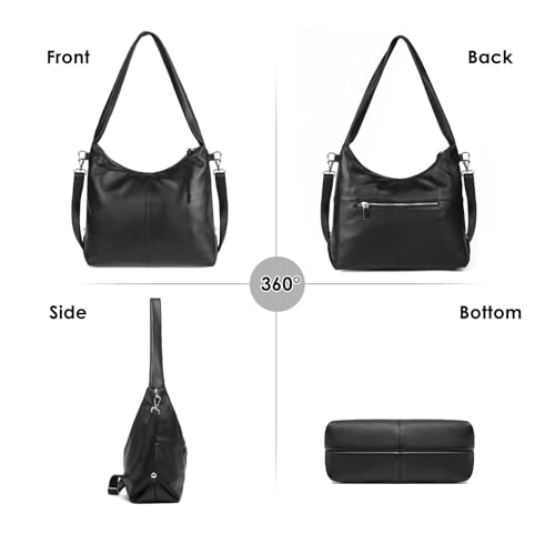 Image of MFFOR Genuine Leather Hobo Bags for Women,Large Tote Purses,Handbag | Slouchy design, Shoulder bag, 14.1*3.9*11inch, Adjustable strap, Large capacity, Secure closure