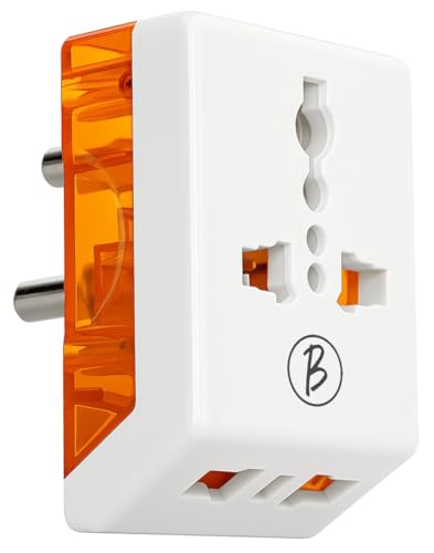 Image of Btag Universal Travel Adapter All in One Worldwide, Travel Adapter with USB Ports with Multi Type Power Outlet (TS101AD) Voltage (White)